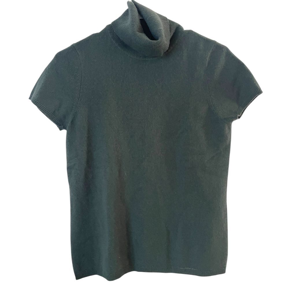 Magaschoni Cashmere Green Short Sleeve Turtle Neck Sweater S